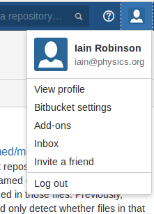 The user menu shows your name and email address.